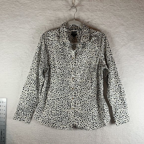 Talbots Shirt‎ Womens 8 Leopard Metallic Long Sleeve Non-Iron Button Up 7613 - Picture 1 of 7
